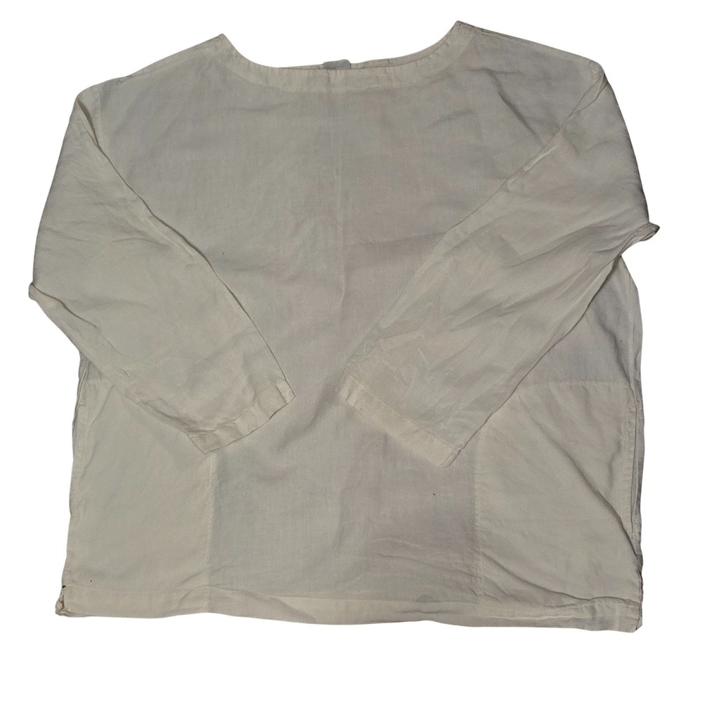Allen Allen Off-White Long Sleeve Linen Top
